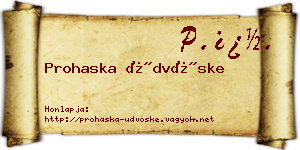 Prohaska Üdvöske névjegykártya